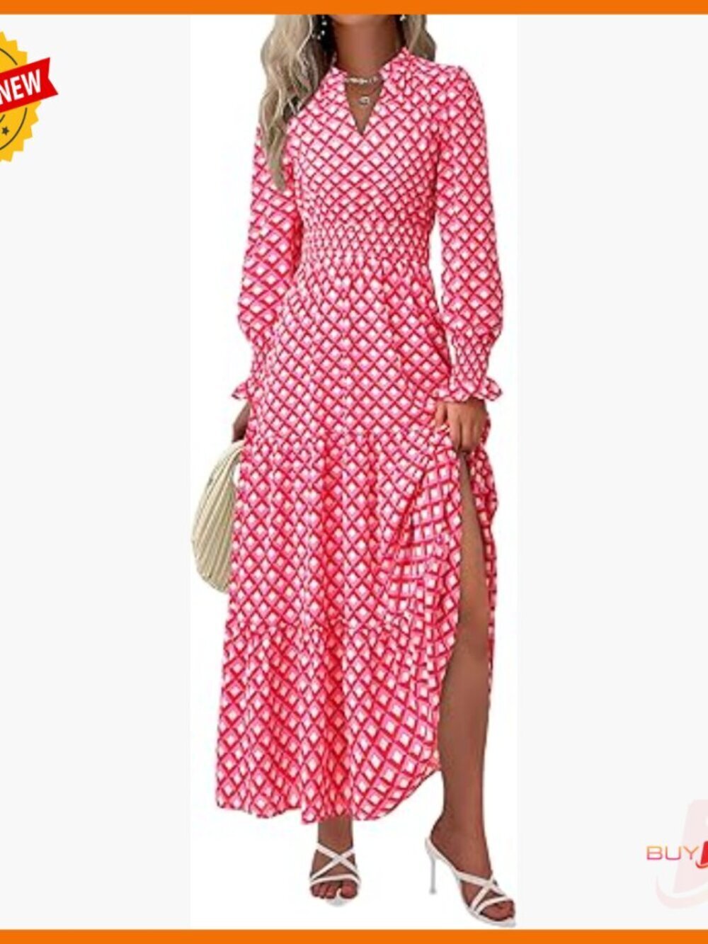 Long Sleeve Maxi Dress with Pockets, V Neck, Flowy Boho Style